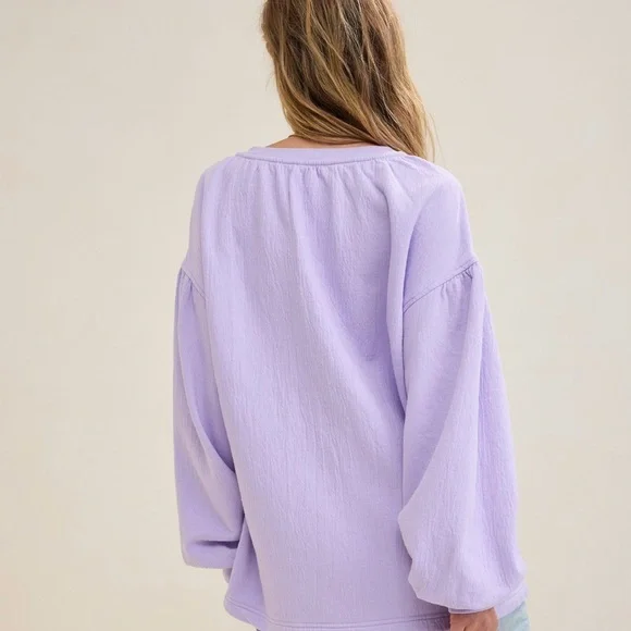 AERIE Easy Street Sweater in Lavender V-Neck - Picture 2 of 4